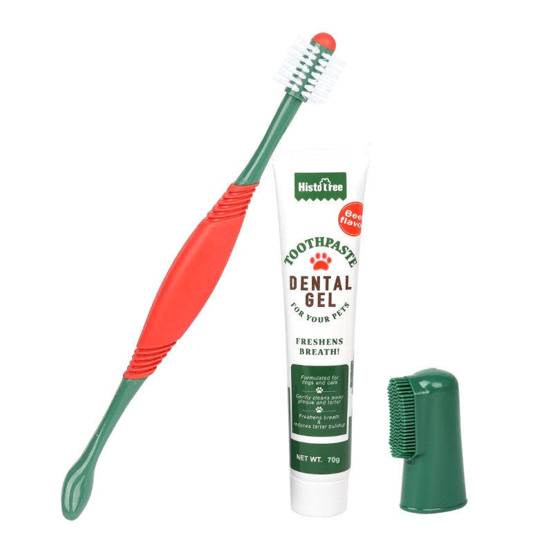 Pet Toothpaste Toothbrush Set Cat And Dog Finger Stall Cleaning Pet