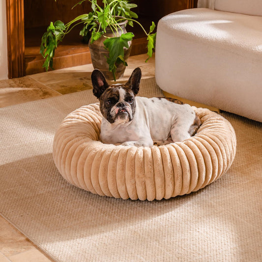 Pet Bed High-grammage Vertical-stripe Rabbit Fur Plush Mat