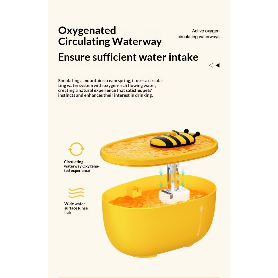 Automatic Pet Water Fountain With Filter Little Bee Style Flowing