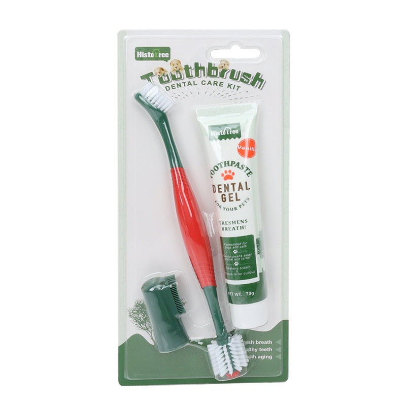 Pet Toothpaste Toothbrush Set Cat And Dog Finger Stall Cleaning Pet
