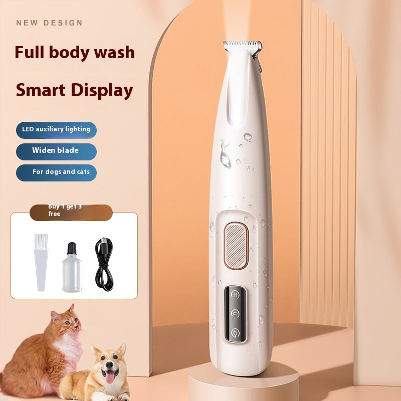 Pets Dog Paw Trimmer With LED Light Fully Waterproof Pet Hair With