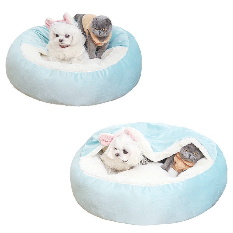 Orthopedic Dog Bed With Hooded Blanket Winter Warm Waterproof Dirt