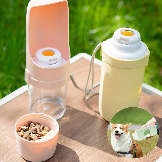 2-in-1 Travel Dog Water Bottle Pet Dispenser Feeder Drinking Outing