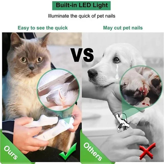 Pet Nail Clippers With LED Light Dogs Cat Scissors Professional