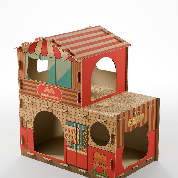 Cat Villa All-in-one Scratching Post Bedthickened Corrugated Paper