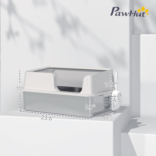 Stainless Steel Litter Box With High Side Scoop Easy Cleaning