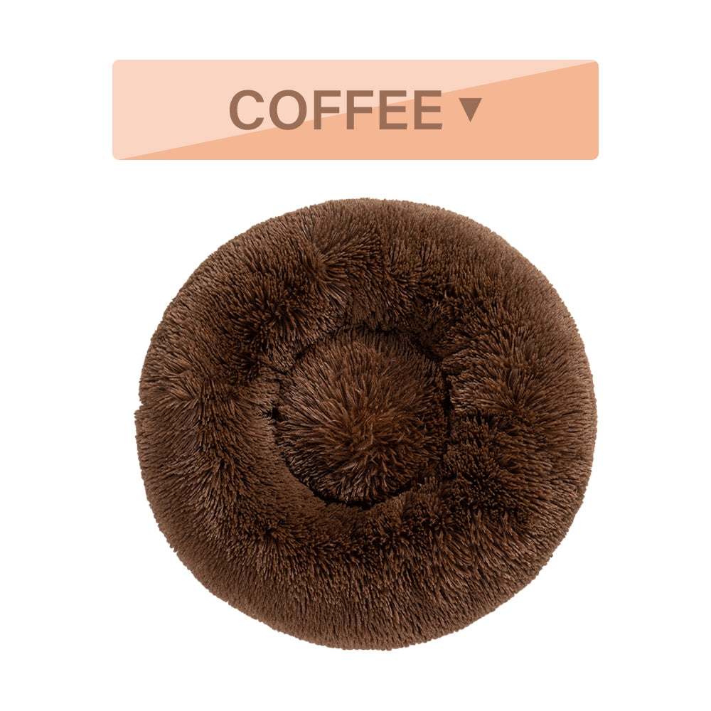 Fluffy Donut Dog Bed Warm Soft Long Plush Pet Cushion House Cat