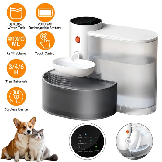 Smart Pet Water Fountain Automatic Cat Dispenser 3l&101oz Cordless