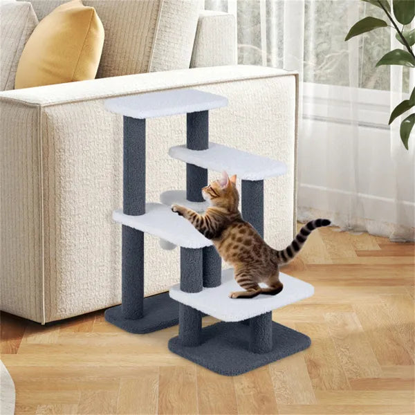 2-in-1 Cat Stairs Tree With Sisal Scratching Post 4 Levels Pet