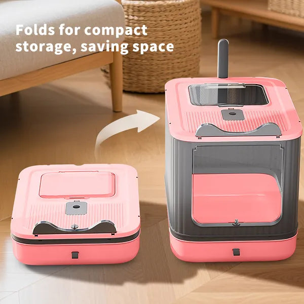 Elevated Leak Proof Elf Pink Cat Litter Box Made Of Sturdy And