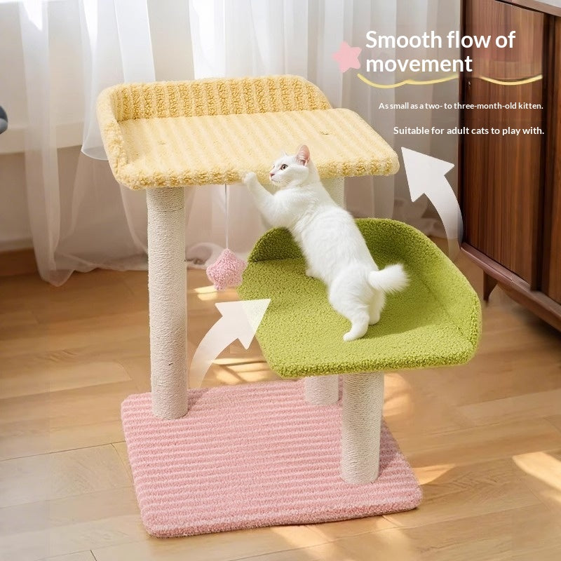 Space-saving All-in-one Cat Tree Scratching Post And Bed For Small