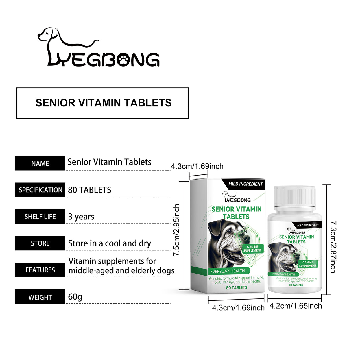 Senior Dog Vitamin Tablets Multivitamin Supplement For Older Dogs