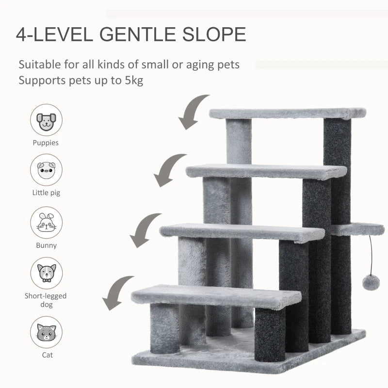Cat Tree Tower Stair Steps With Scratching Post Hanging Play Ball