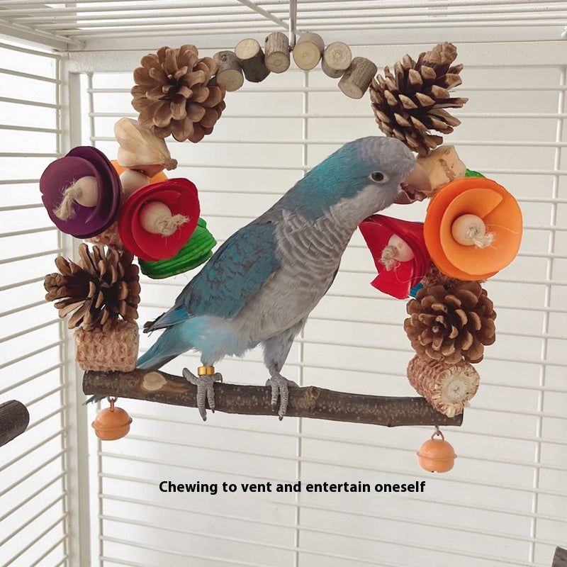 Parrot Swing Pine Nut Grinding Mouth Claw Log Bird Stand Rod Color