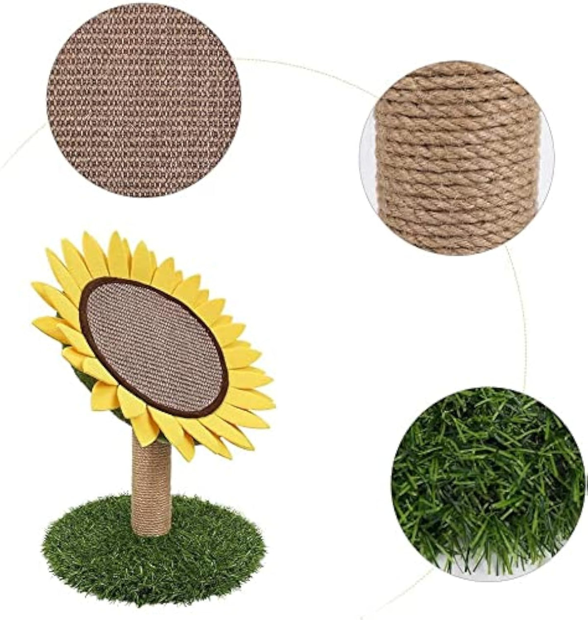 Sisal-covered Cat Claw Scratcher Pole With Sunflower Scratching