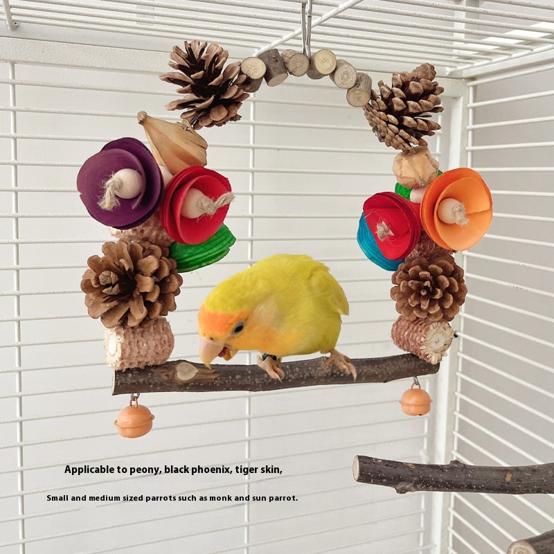 Parrot Swing Pine Nut Grinding Mouth Claw Log Bird Stand Rod Color
