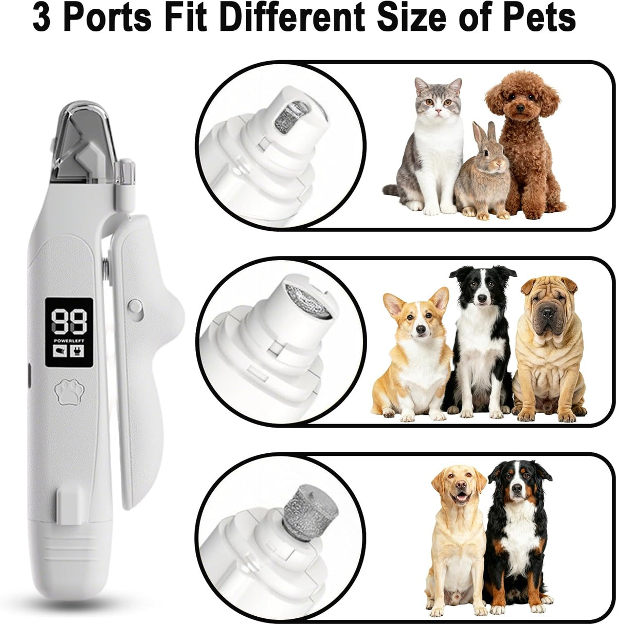 2-in-1 LED Light Cat Anti-blood Nail Grinder Dog Pet Clipper Animal
