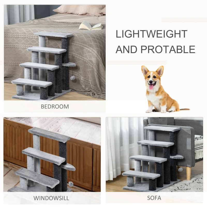 Cat Tree Tower Stair Steps With Scratching Post Hanging Play Ball