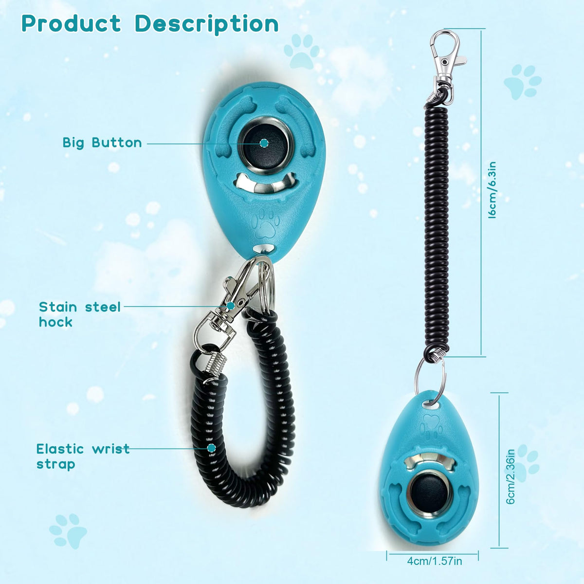 Dog Training Clicker With Sring Wrist And Keyring Pet Clickers For