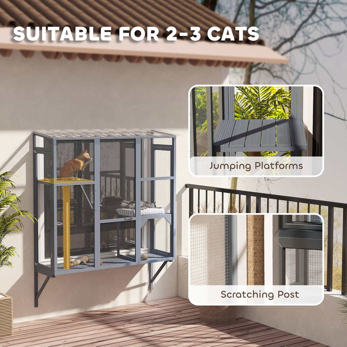 Catio Outdoor Window For 2-3 Large Indoor Cats W 2 Jumping