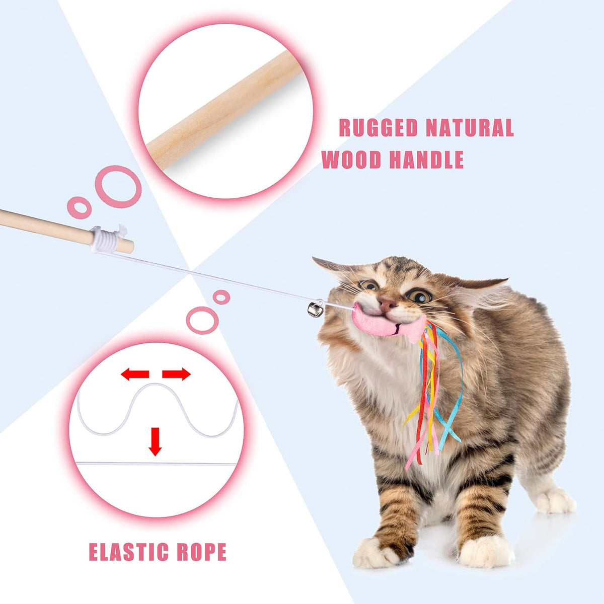 Cat Wand Toys Interactive With Catnip Fish Colorful Ribbons Bell
