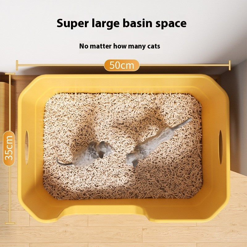 Oversized Splash-proof Cat Litter Box Open Semi-closed Toilet
