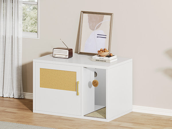 Cat Litter Box Cabinet Multifunctional White Modern House Washroom