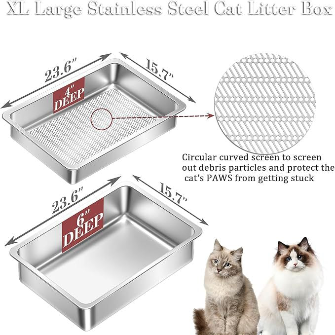Stainless Steel Filter Cat Litter Box Detachable And Open-style