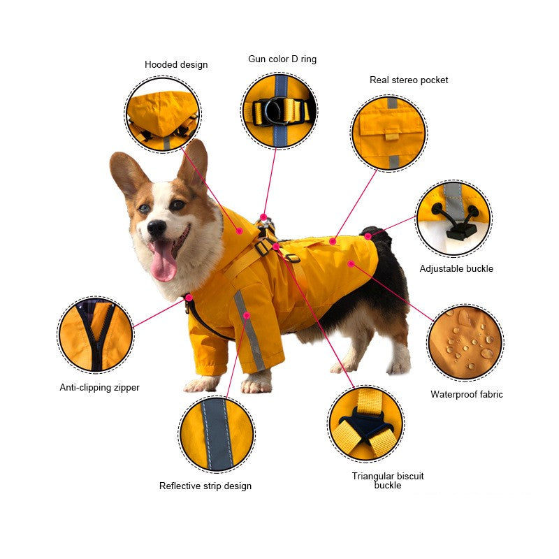 Pu Pet Reflective Raincoat Integrated With Chest And Back
