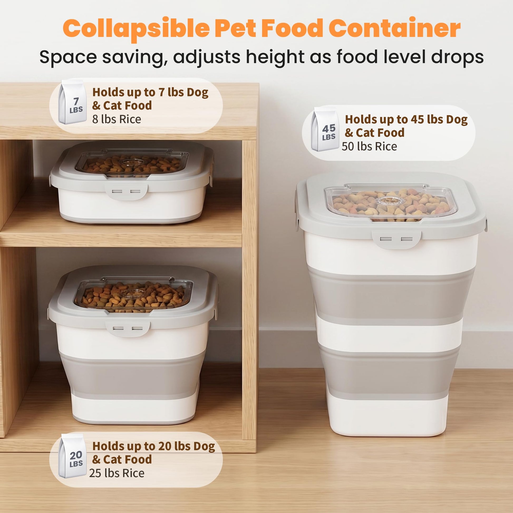 Dog Food Storage Container With Wheels Collapsible Pet With Clear
