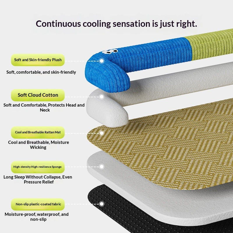 Pet Cooling Mat Rattan Weave Non-slip Cushion Color-block Neck