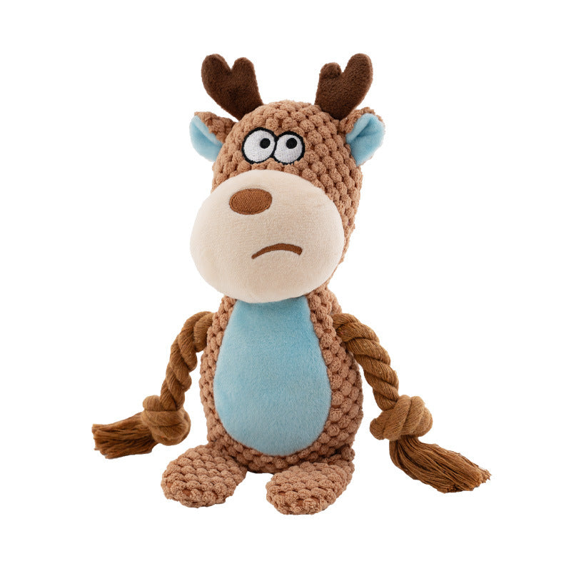Pet Plush Sound Cotton Rope Toys Interactive Tug Of War Training