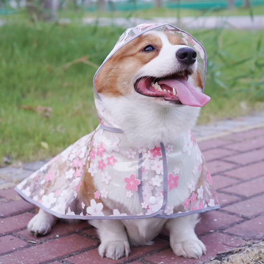 Pet It Tpu Floral Dog Cloak Raincoat Corgi Medium-sized Universal