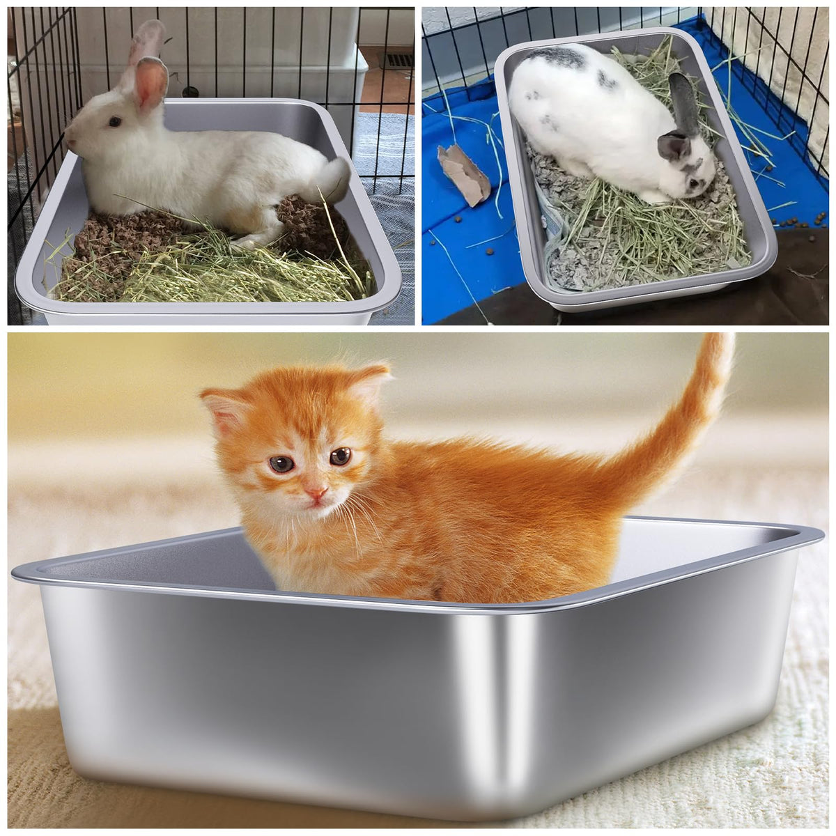 Stainless Steel Litter Box Medium Metal Cat Easy Clean Non Stick