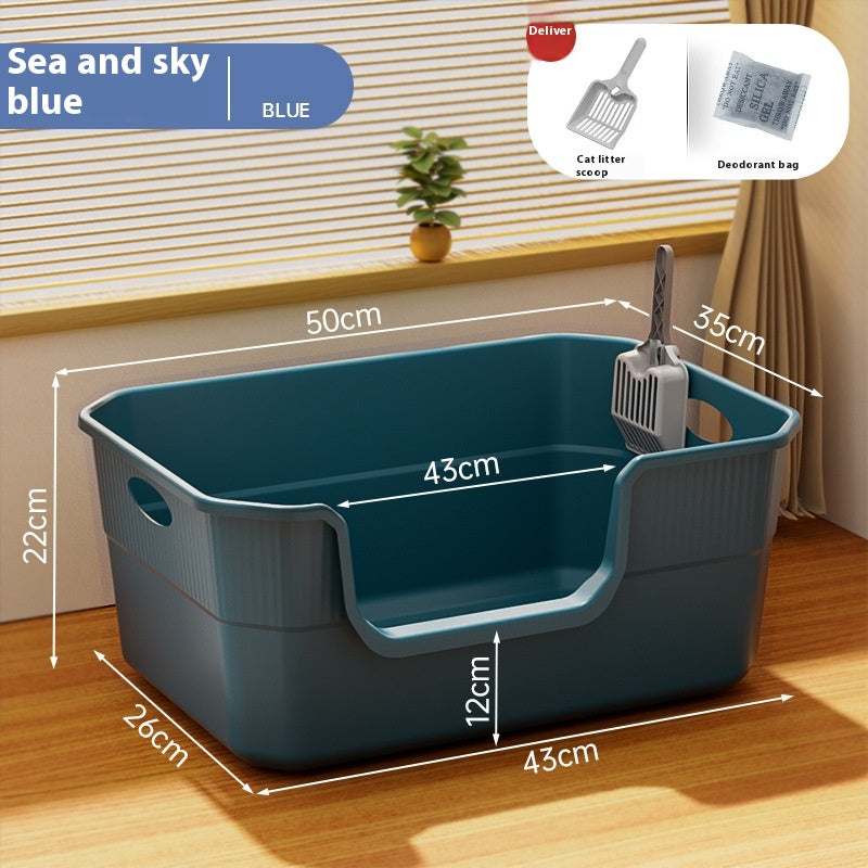 Oversized Splash-proof Cat Litter Box Open Semi-closed Toilet