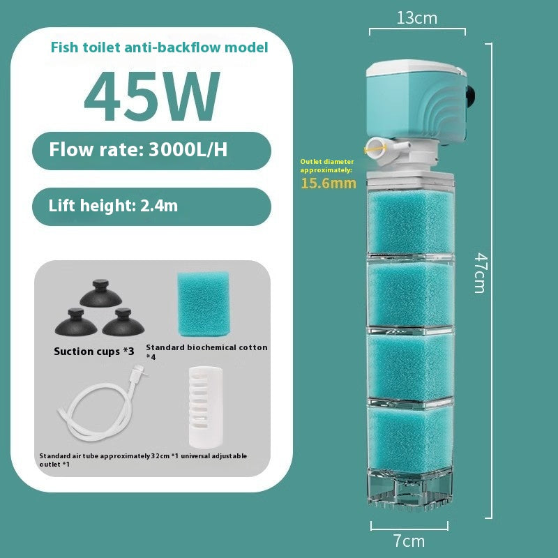 Anti-backflow Filter Aerating Fish Tank Built-in