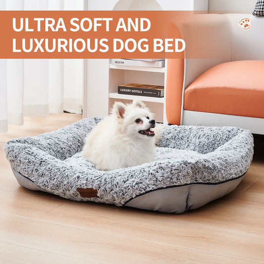 Swirl Rose Velvet Dog Beds For Small Medium Dogs Removable Cushion