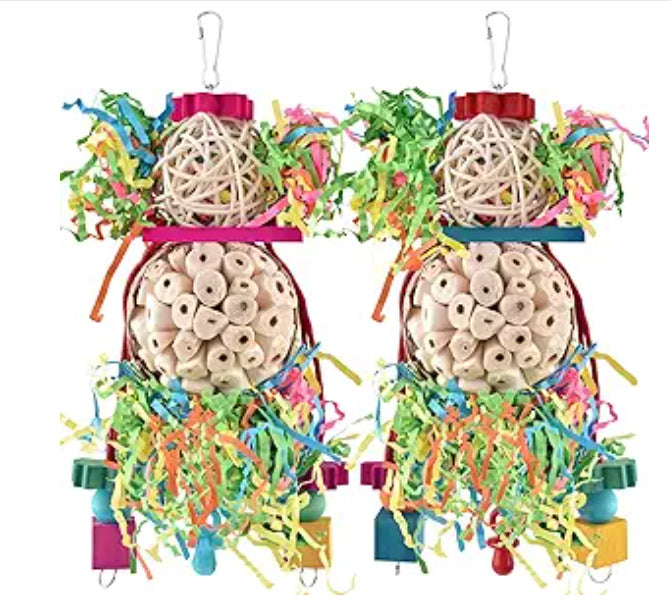 Parrot Toys Straw Ball Wooden Bird Cage Accessories