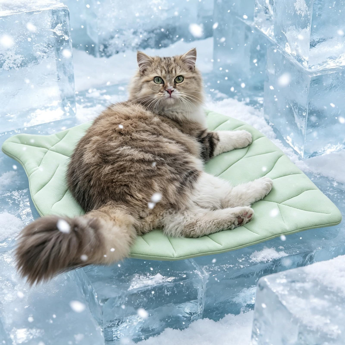 Cat Cooling Mat Leaf Bed Comfortable Soft Fabric Breathable Cozy