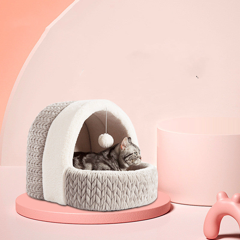 Four Seasons Universal Cat Bed Semi-enclosed House Dog Kennel