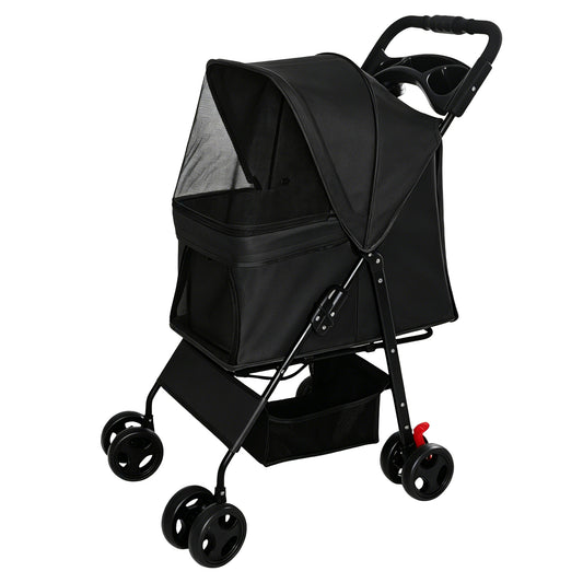 Foldable Pet Stroller For Small Dogs And Cats Under 28 Lbs With