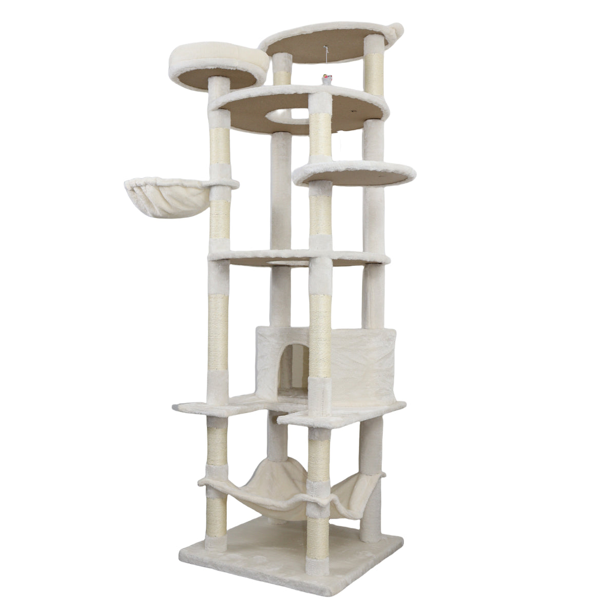 78 In Beige Cat Tree Tower With Large Condo Sisal Scratching Post