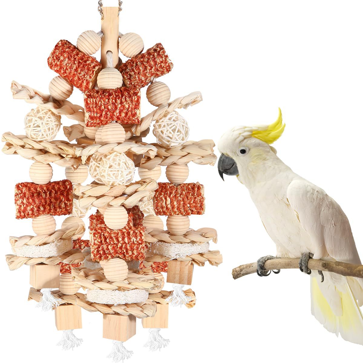Parrot Bird Cage Accessories Natural Corncob Wooden Bite Toy