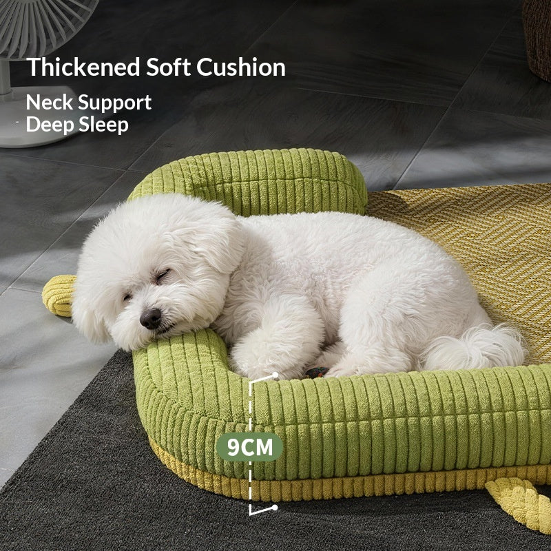 Pet Cooling Mat Rattan Weave Non-slip Cushion Color-block Neck
