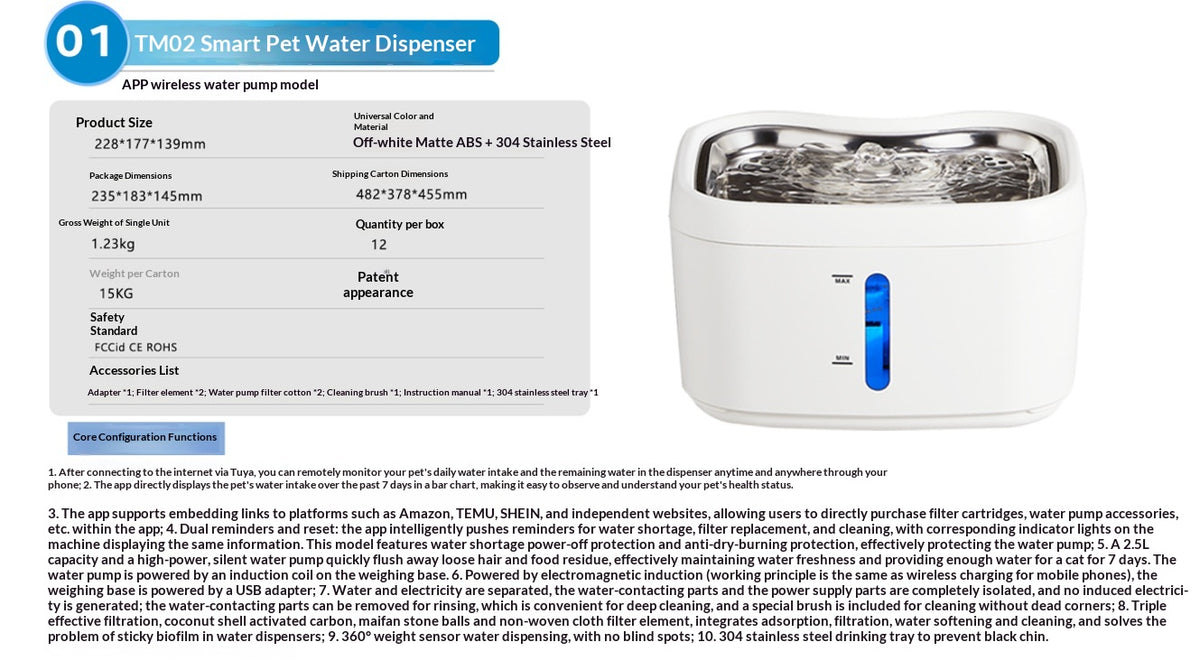 Smart Cat Water Fountain With Automatic Sensor And Wireless Power