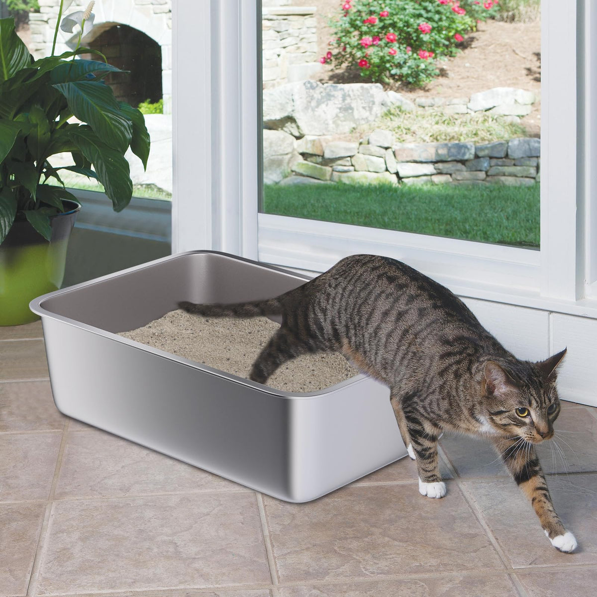 Stainless Steel Litter Box Medium Metal Cat Easy Clean Non Stick