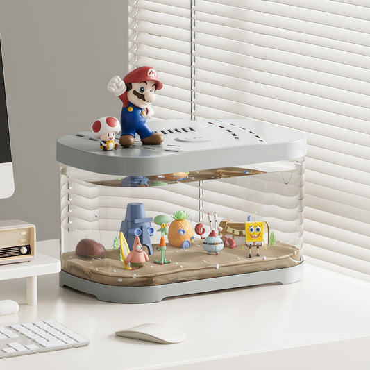 Transparent Plastic Fish Tank Aquarium Terrarium Decoration Office