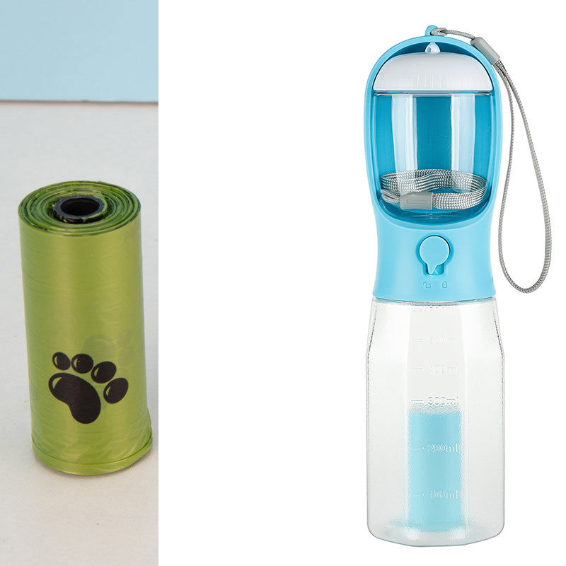 Portable Cat Dog Water Bottle Food Feeder Drinker Poop Dispenser 3