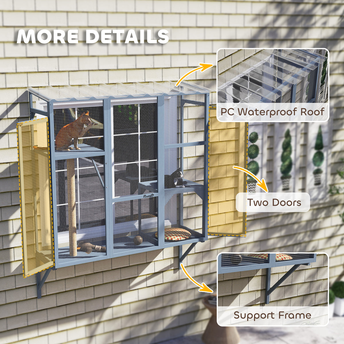 Catio Outdoor Window For 2-3 Large Indoor Cats W 2 Jumping