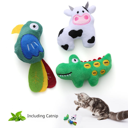 Cow Parrot Shape Cat Toy Cute Plush Animal Toys With Catnip